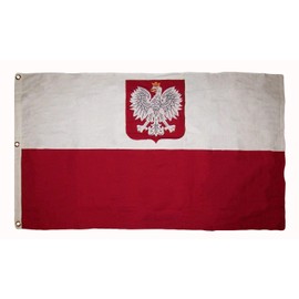 100% Cotton 3x5 Embroidered Sewn Poland Eagle Polish Polska Flag 3'x5'