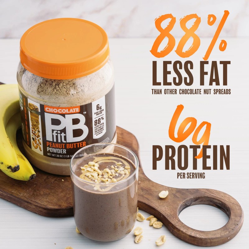 PBfit Chocolate PBfit Peanut Butter Powder 30oz Low Fat Protein