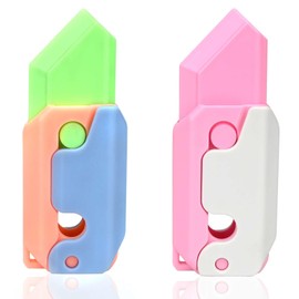 Fidget Toy 3D Printed Gravity Carrot Knife, Sensory Gifts for Adults Kids, Anxiety Stress Relief for ADHD Autism (2pcs, Pink+Luminous)