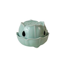 Ceramic Lotus Flower Oil Burner, Celadon Green, Decorative Aromatherapy Diffuser