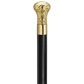 Walking Cane Brass Knob with Floral Design Walking Stick (Black)