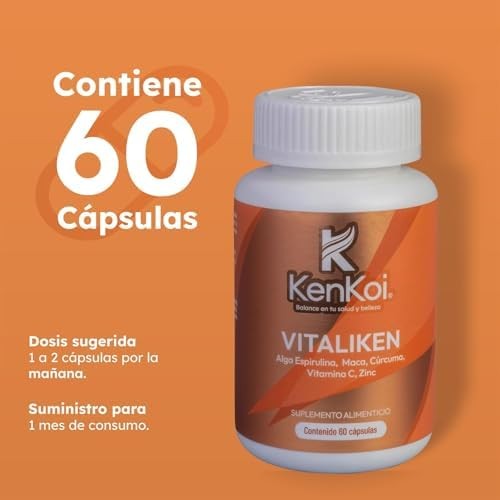 Espirulina Maca Cúrcuma Vitamina C y Zinc Vitaliken 60 cápsulas K KENKOI