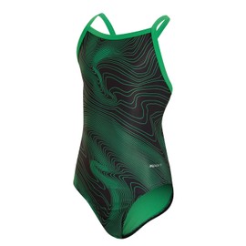 Sporti Girls' Athletic One-Piece Swimsuit – HydroLast Chlorine-Resistant Training Bathing Suit, Color-Stay 4-Way Stretch, UPF 50+, Thin Strap V-Back for Swim Team Practice & Competitive - Green - 24