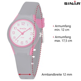 SINAR XB-47-8 Girls' Sports Watch Fitness Analogue Quartz 10 Bar Waterproof Anthracite Pink, charcoal, Strap.