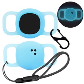 NOUKAJU Case for Tile by Life360 Sticker(2024), Silicone Protective Cover(with Carabiner + Lanyard) Drop-Proof,Scratch-Proof,Shock-Proof,Protective Case for Tile Sticker 2024 Glow at Night(Blue)
