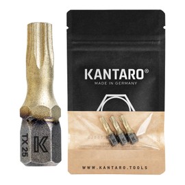 KANTARO 5233 ZrN Bit TX25 x 25 mm (Pack of 3) Made in Germany Torsion T Bits for Torx Screws
