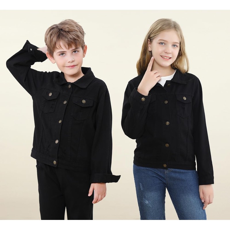 Cromoncent - chamarra vaquera clásica para niños y niñas, negro