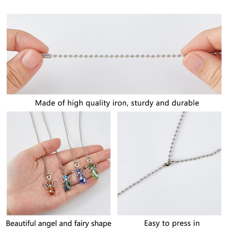 DICOSMETIC 10Pcs Angel Wing Faceted Glass Ceiling Fan Pull Chain