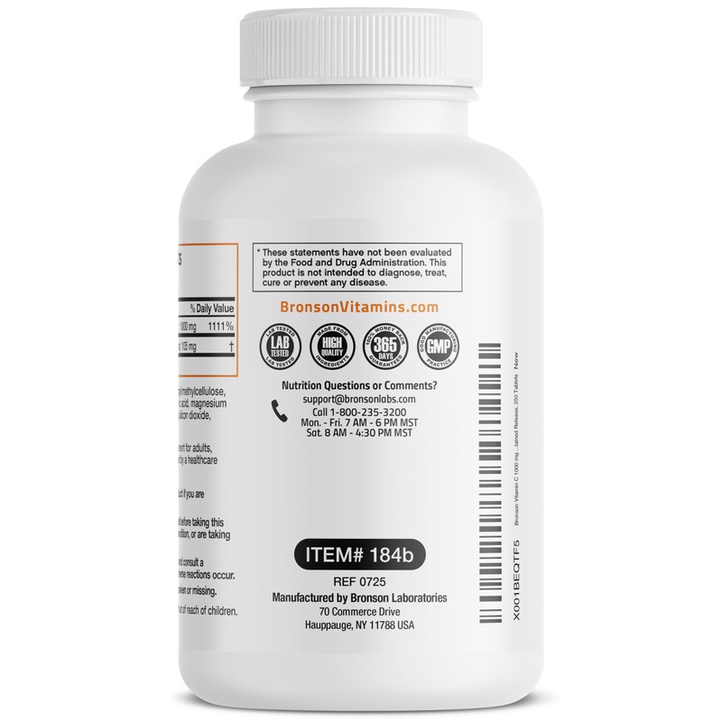 Bronson Vitamin C 1000 mg with Rose HIPS Sustained Release,