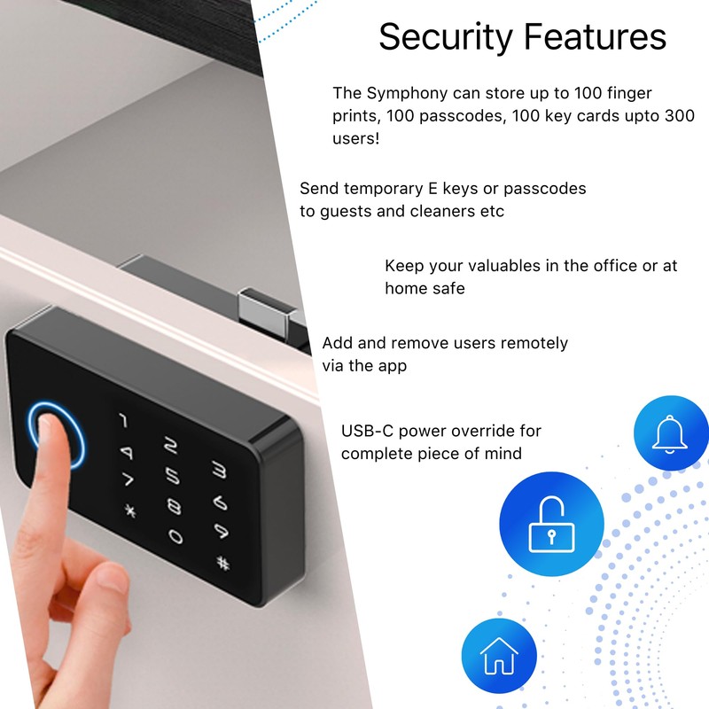 Blusafe Symphony Smart Cabinet Lock, RFID Card NFC, Bluetooth App,