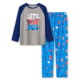 Beezizac Pajamas For Boys Multi - colored Balls Cool Long Sleeve & Pants Soft Kid 2-PC PJ Set Winter Size 18