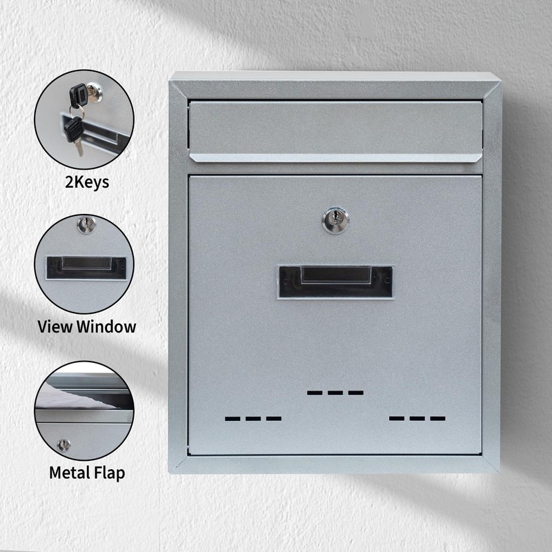 YOOBOX Wall-Mount Mailbox for House Outside, Locking Key Drop Box