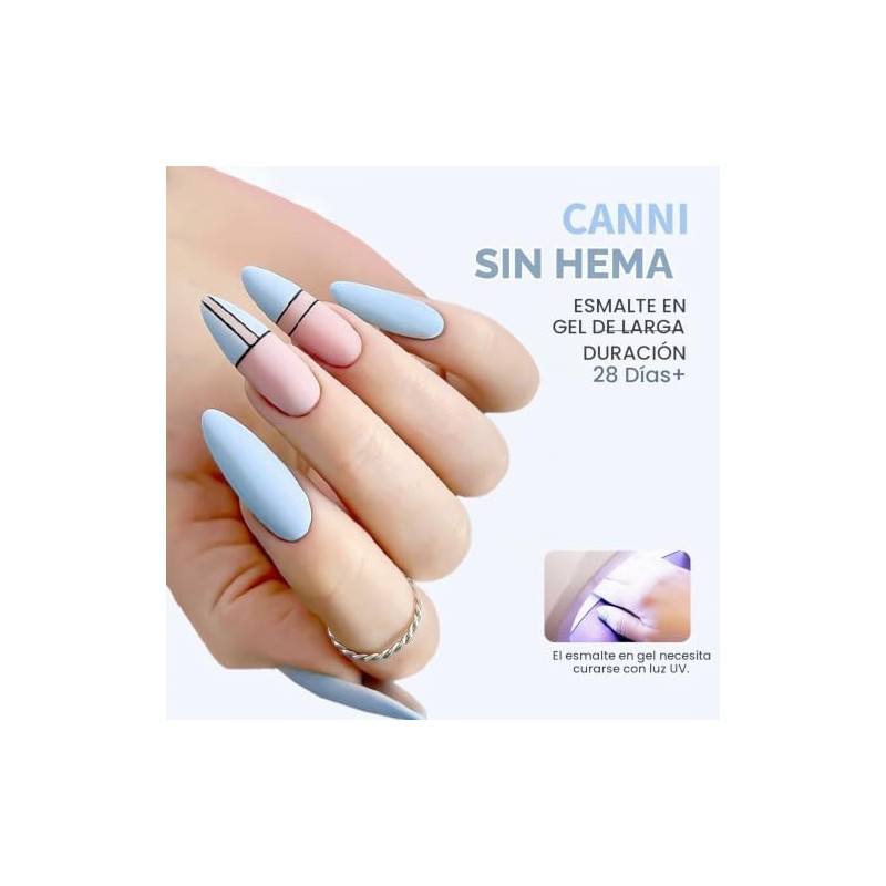 CANNI- Esmalte de uñas en gel azul claro, 1 pieza