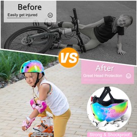 Kids Bike Helmet Adjustable Youth Toddler Helmet with DIY Stickers for Girls Age 3-5-8-14 Years for Bicycle Scooter Skateboard Roller Skating