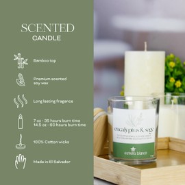 Estrella Blanca Scented Candle – Eucalyptus and Sage, Aromatic Soy Wax, Long Lasting, 35 Hour Burn, Bamboo Top, 7 oz