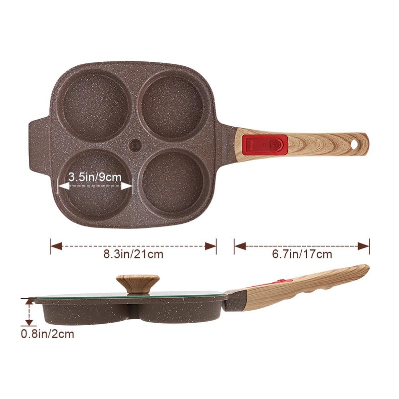 RANXINGST Ceramic Egg Frying Pan with Lid, Nonstick 4 Cup