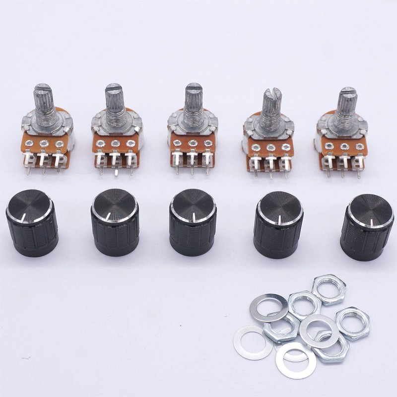 Taiss 5 Pieces 50K Ohm Potentiometer 6 Pins Split Shaft