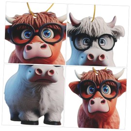 Levemolo 2Pcs Highland Cow Ornament Creative Acrylic Decoration for Home Stylish Highland Cows Shape for Housewarming and Easy to Clean