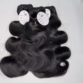 Cuticle Aligned Raw Cambodian Human Hair Extensions Natural Wavy Unprocessed Single Donor Raw Hair Bundles USA Local Vendorstyle: Straight hair bundle 1 piece, color: Natural black, Stretched Length: 18 in