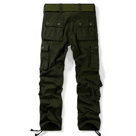 OCHENTA Men's Cotton Casual Cargo Work Pants with 8 Pockets Military Tactical Combat Army Green 32