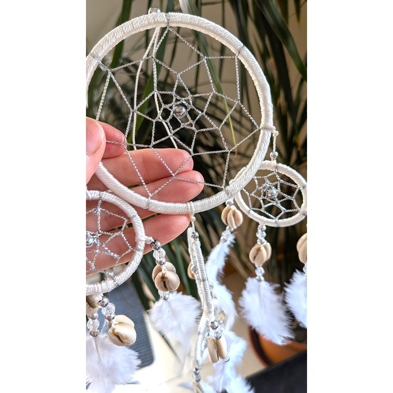 NATURAL WHITE DREAMCATCHER NATURAL CREAM FEATHERS DREAM CATCHER