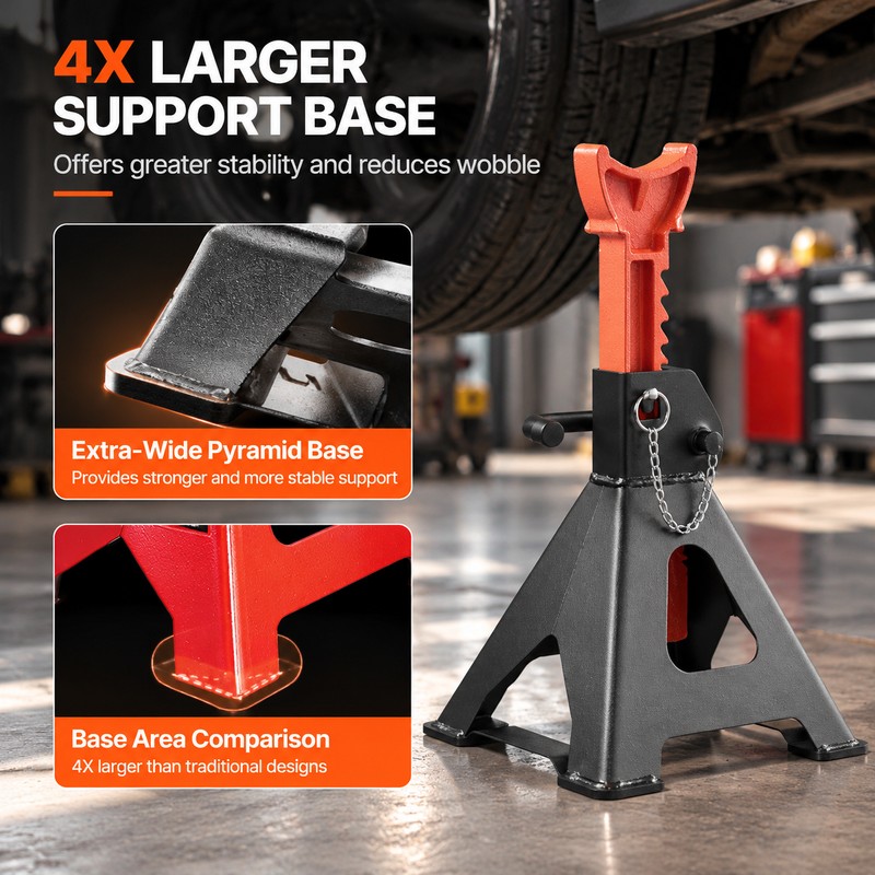 Heavy Duty Jack Stands for Vehicle Lifting – Locking Steel