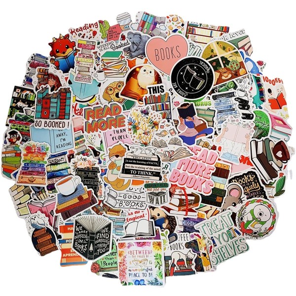 WOSHIDEFA 100PCS Reading Stickers,Waterproof Motivational Stickers for Journalings Planner,Trendy Vinyl