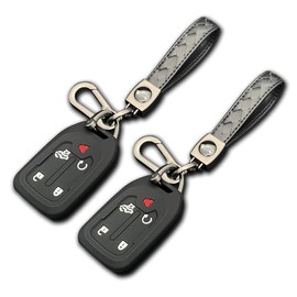 TANDRIVE 2PCS Silicone Key Fob Cover for 2023-2019 Chevy Silverado and GMC Sierra 1500 2500HD 3500HD, (Hand Strap, Black and Black)