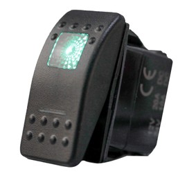 Amarine Made 12v 20 Amp Waterproof On-Off-On 2 Position Boat Marine DPDT 7 Pin Rocker Switch with 2 Led Lamps (Green)