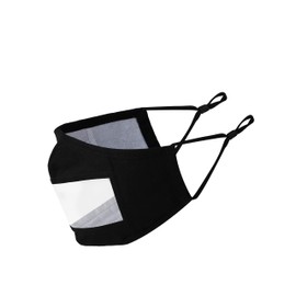 Komonee Kids Transparent See Through Cotton Washable Reusable Black Childrens Face Mask Dustproof Cloth Clear Mouth Cover Covering For Boys Girls (Pack of 5)