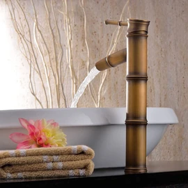Retro Bronze Bathroom Sink Mixer Tap Hot Cold Water Single Hole Tap Suitable for Inner Diameter 32mm to 40mm