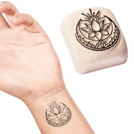LaDot Tattoo for Children and Adults, Temporary Skin-friendly Fake Tattoos, Tattoo Stamps without Needles for Body and Arm, Waterproof, Ceramic Stamp Lotus