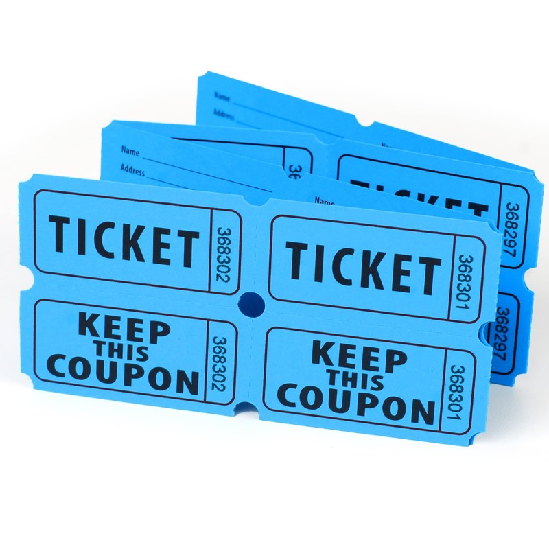 Azureal 800 Raffle Tickets, Consecutively Numbered Tickets, 50/50 Raffle Tickets