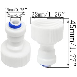 SJZBIN Certified 3/4" Female Thread to 1/4" OD Push to Connect Plastic Fittings Hose Quick Connect Adapter, White