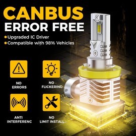 BMT xms H11 H8 H16 Fog Light - Switchback 6500K White/3000K Amber Yellow - Dual Color White Yellow Driving Fog Lights, Pack of 2