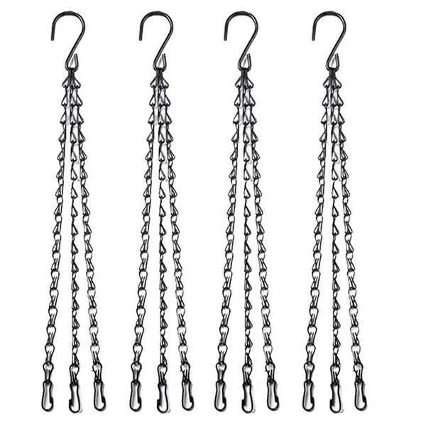 HH-LIFE 4pcs Black Heavy Duty Hanging Basket Chains 3 Point