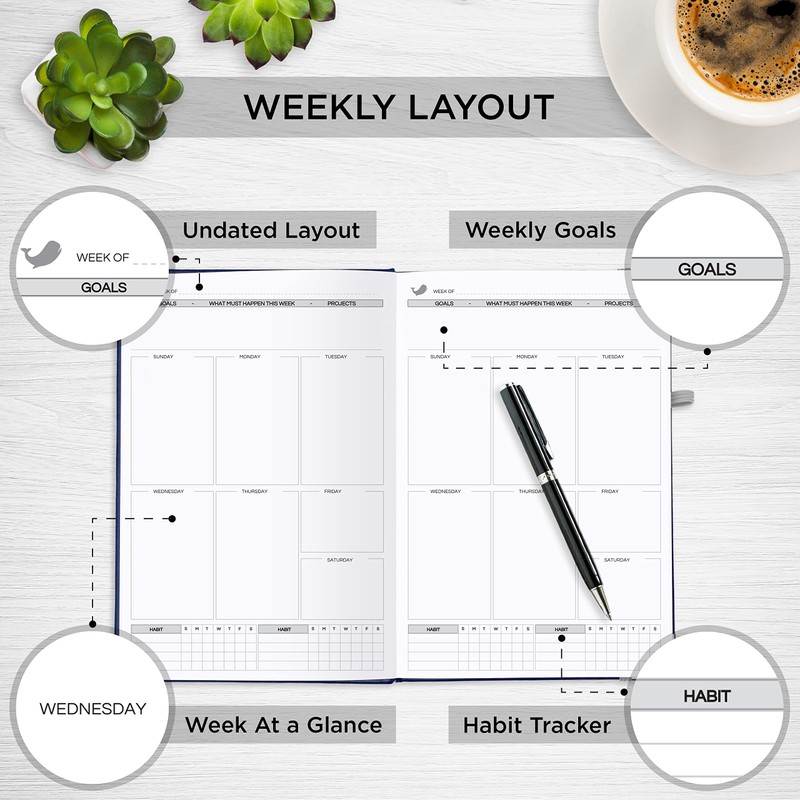 Live Whale Daily Planner - 90 Day Organizer Mindfulness Journal