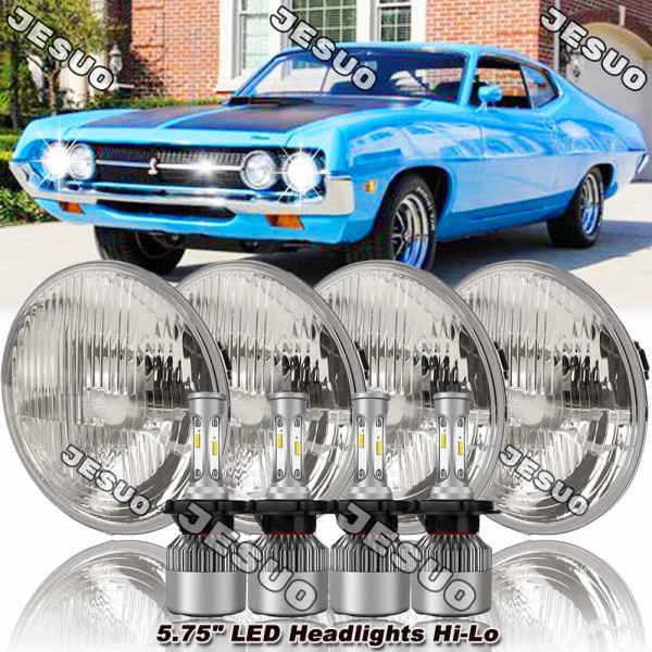 JESUO Round 5.75" 5-3/4" LED Hi/Lo Headlights for Ford Ranchero