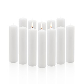 Royal Imports Pillar Candles White Unscented Premium Wax, 60 Hours Burning for Wedding, Spa, Party, Birthday, Holiday, Bath, Home Decor - 2"x9" Inch - Set of 12
