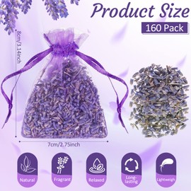 Demissle 160 Pack Lavender Sachets Bags Bulk French Lavender Sachets for Drawers and Closets Home Fragrance Sachet Dried Lavender Flower Lavender Sachets Bridal Shower Favors