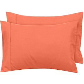 Royale Linens Standard Pillowcase Set of 2 - Bed Pillow Cover - 20"x26" - Coral Pillowcases - 1800 Brushed Microfiber, Wrinkle & Fade Resistant - Soft & Cozy- Standard Size Pillow Case (STD, Coral)