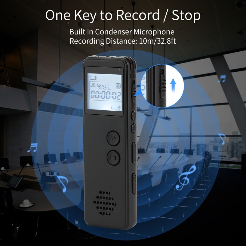 16GB Digital Voice Recorder Voice Activated Recorder Noise Reduction MP3