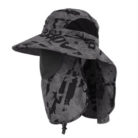 Unisex Outdoor Work Sunhat with Face Neck Flap UV Protection for Fishing Hiking Mountaineering Garden, Gray