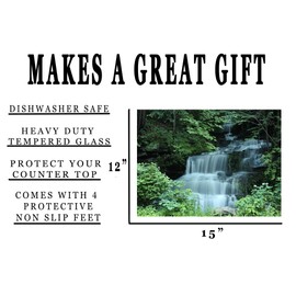 Forest River Waterfall Kitchen Glass Cutting Board Barn Decorative Gift Design