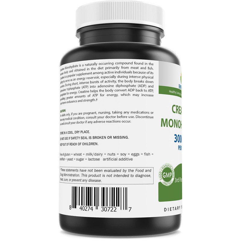 Brieofood Creatine Pills 3000 mg per Serving - 240 Tablets