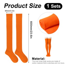 KINBOM 1 Pair Thigh High Socks, Cotton Soft Knee High Long Stockings Leg Warmers for Women Girls Christmas Cosplay (Orange)