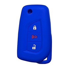 Key Fob Cover RAV4 Corolla: 3 Buttons Silicone Remote Case Protector Fit for Toyota CHR IM Hybrid Hilux Avensis Scion iM iQ tC xB RAV4 Corolla HYQ12BFA 8907012C20 2013 to 2024 Blue