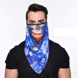 Outdoor Sport 3D Skull Masks Ski Balaclava Dustproof Windbreak Headgear Cycling Scarf Airsoft Motorcycle Face Mask (Dark blue)