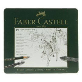 Faber-Castell Art set Pitt Mixed Media Set, Graphite Pencils and Accessories Tin of 19, (18-112973)