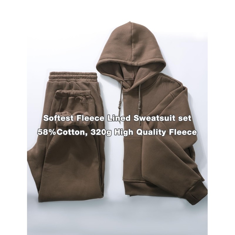 Flygo Womens Fleece 2 Piece Outfits Sweatsuit Crop Pullover Sweatshirt